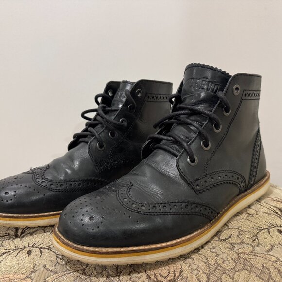 Leather Wingtip dress boots, size 10 Crevo brand - Picture 2 of 5